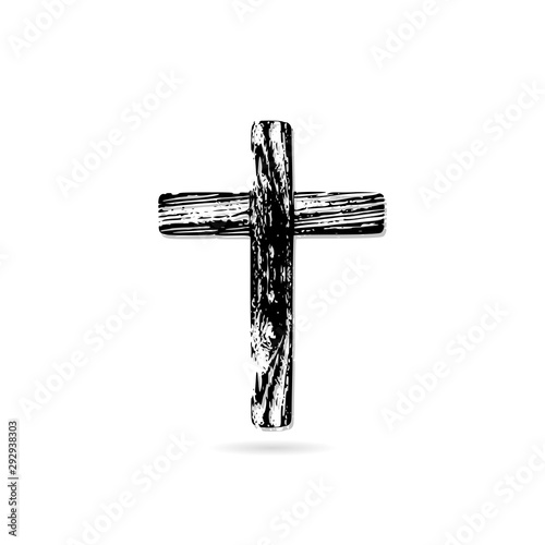 Cuadros en Lienzo Illustration of an wooden cristian cross icon