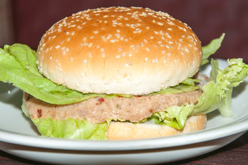 Vegetable burger in the plate 