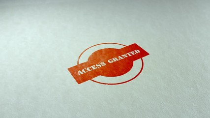 Poster - access granted word stamping text wooden retro stamp animation. red ink on clean white paper