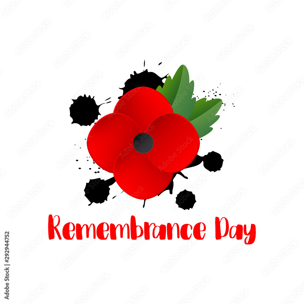 Remembrance Day Poppy invitation card. Lest We Forget message. Stock ...