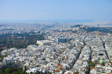 Fototapeta Do pokoju - Athens in spring, view from hill,  cityscape with streets and buildings, ancient urbal culture