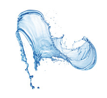 Blue Water Splash Isolated On White Background