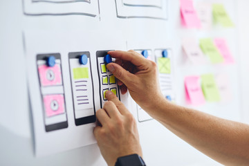 Wall Mural - web designer planning website ux app development on white board