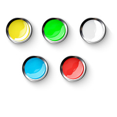 Wall Mural - Colored buttons with metallic elements, vector design