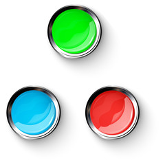 Wall Mural - Colored buttons with metallic elements, vector design