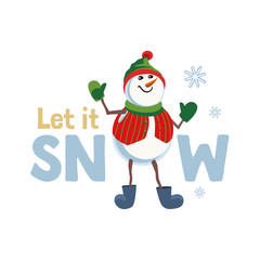 Wall Mural - Let it snow snowball cute flat color vector