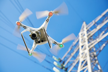 Wall Mural - drone service. power electrical station inspection
