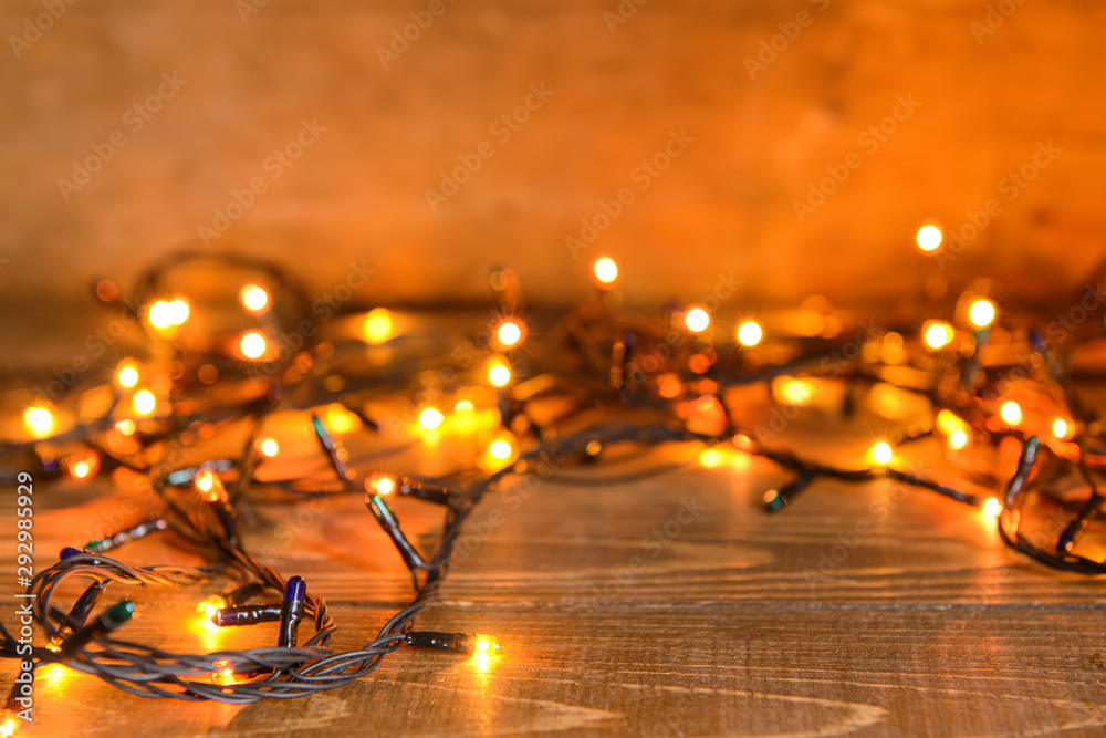 Beautiful Christmas lights on table