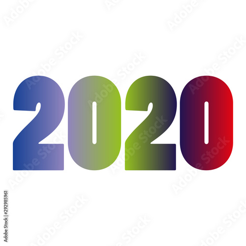 Happy new year 2020 gradient text design. Vector illustration.