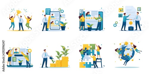 Cuadros en Lienzo Set of mini business concepts of entrepreneurs