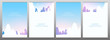 © leo_d - Set of Merry Christmas backgrounds. Winter Forest Woodland Landscape with Pine and sunshine.