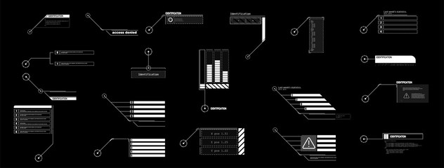 Leinwandbilder - Interface elements HUD, UI, GUI. Vector Callout Titles set.  Futuristic callout bar labels, information call box bars and modern digital info boxes layout templates. Callouts titles in HUD style.