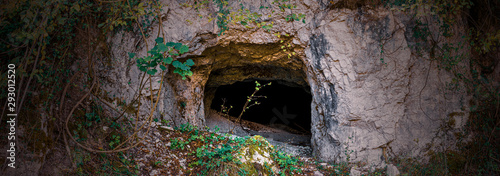 Cuadros en Lienzo wide shot of mountain cave used as a hideout during the Second World War in the