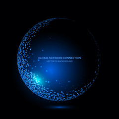 Wall Mural - connection lines around earth globe. communication technology for internet business.