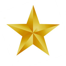 Gold Star Isolated On White Background.
