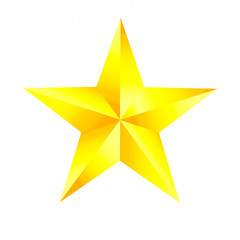Wall Mural - gold star isolated on white background.