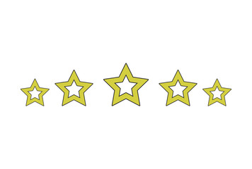 Wall Mural - five gold stars on white background. vector illustration.