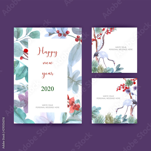 vectors, set postcard for background new year design