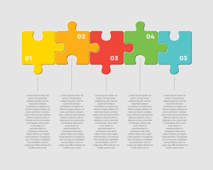 Poster - Five pieces puzzle square line info graphic