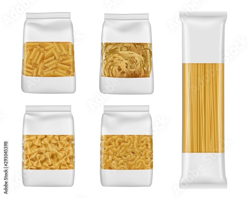 Cuadros en Lienzo Italian pasta packs of penne, farfalle, spaghetti