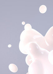 Wall Mural - 3d render abstract pale white floating liquid blob close-up. (vertical)