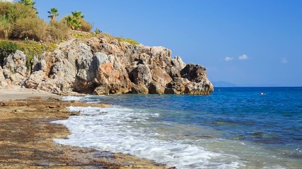 Wall Mural - Sea beach and rocks near Konakli, Alanya region, Turkey. Beautiful summer landscape.