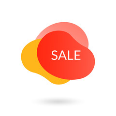 Sticker - sale banner. abstract dynamic shape design. fluid or liquid gradient background for promo flyer or d
