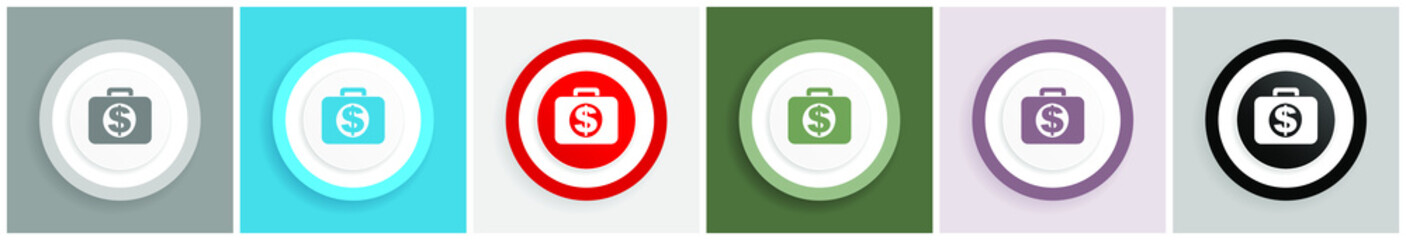 Aufkleber - Financial icon set, colorful flat design vector illustrations in 6 options for web design and mobile applications
