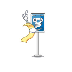 Sticker - With menu parking sign cartoon isolated the mascot