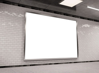 Poster - Horizontal underground billboard frame Mockup 3D rendering