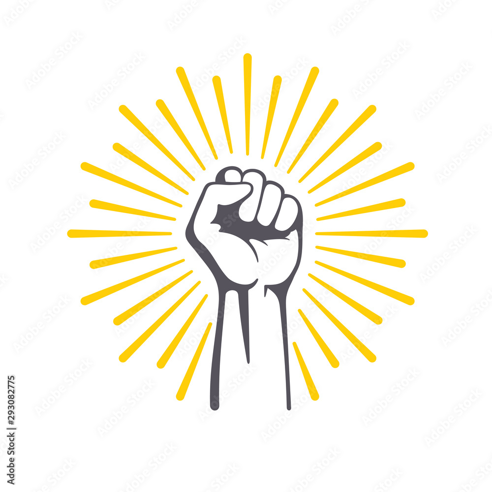 Fist male hand, proletarian protest symbol. Power sign. - obrazy, fototapety, plakaty 