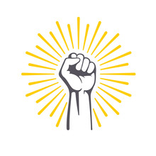 Fist Male Hand, Proletarian Protest Symbol. Power Sign.