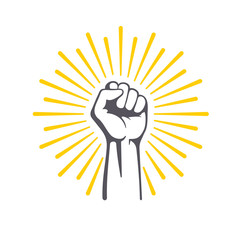 fist male hand, proletarian protest symbol. power sign.