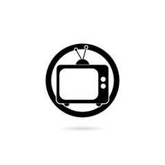 Sticker - Tv icon isolated on white background