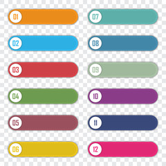 Fototapete - Set of number bullet point 1 to 12. Infographic elements template. Vector illustration