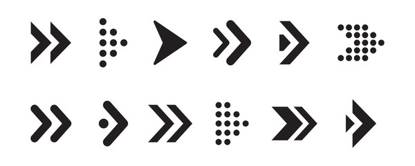 Aufkleber - Set of arrows collection in black color on a white background for website design