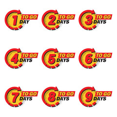 Poster - Set of countdown 1 to 9 left days with arrow and halftone in a flat design. Announcement icons for promotion