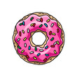 cartoon donut with pink glaze. vector illustration 