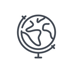 Poster - Earth globe line icon. Study planet stand vector outline sign.