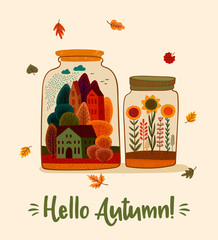 Poster - Autumn cute illustration. Vector design for card, poster, flyer