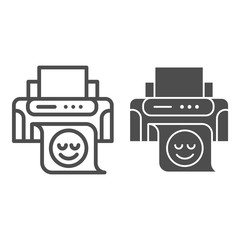 Poster - Printer line and glyph icon. Print machine vector illustration isolated on white. Ink jet outline style design, designed for web and app. Eps 10.