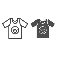 Poster - Tshirt line and glyph icon. Shirt with smiley vector illustration isolated on white. Summer clothes outline style design, designed for web and app. Eps 10.