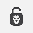 padlock logo design illustration, lion padlock icon, security logo design