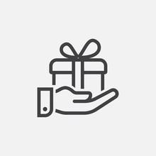 Gift Box Linear Icon Logo Design, Gift Box Icon Vector Illustration