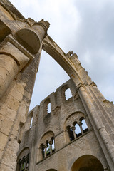 Sticker - detail view of the ruins of the old abbey and Benedictine monastery at Jumieges in Normandy in France