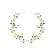 Vintage Floral Round Frames. Green Decorative Ivy Wreath. Vector Illustration