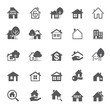 Set of grey house icon. Real estate. Outline vector Illustration.