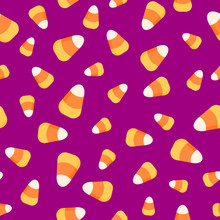 Halloween Candies Pattern. Funny Vector Seamless Background With Candy Corn
