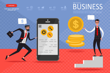 Poster - Set of flat infographics for business, data analysis landing page template charts and analyzing statistics
