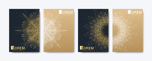 Modern vector template for brochure leaflet flyer cover catalog magazine or annual report. Golden layout in A4 size. Business, science and technology design book layout. Presentation with mandala.